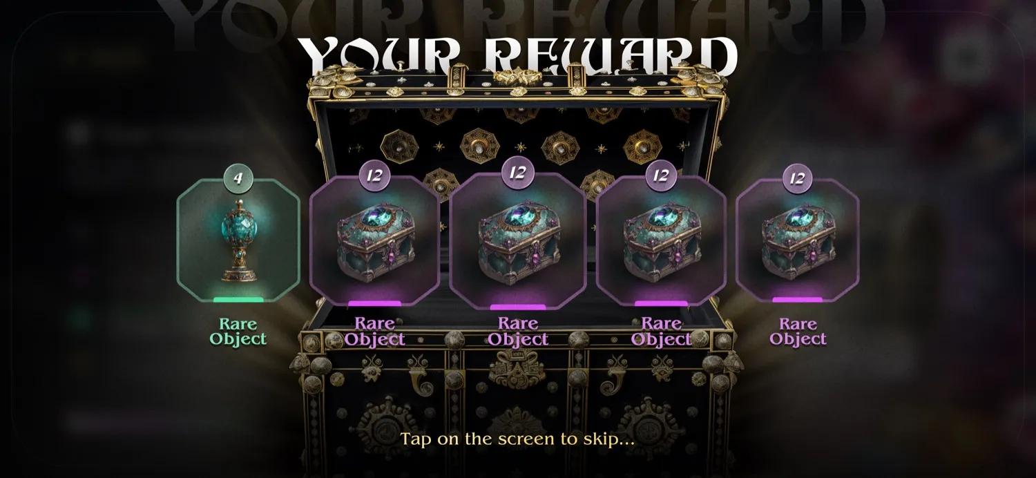 The reward, revealed by rarity
