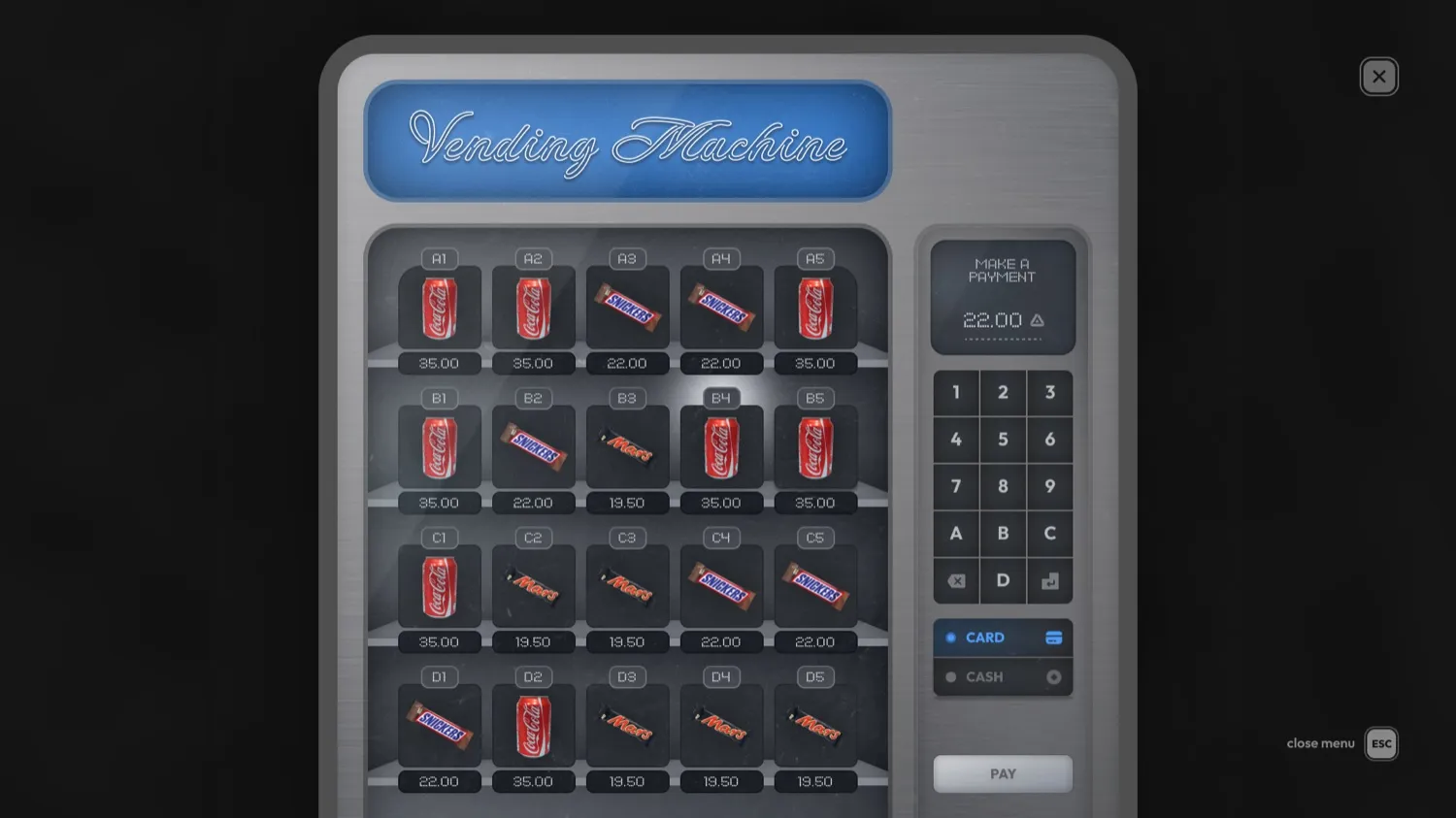 A vending machine, fully prototyped in Figma