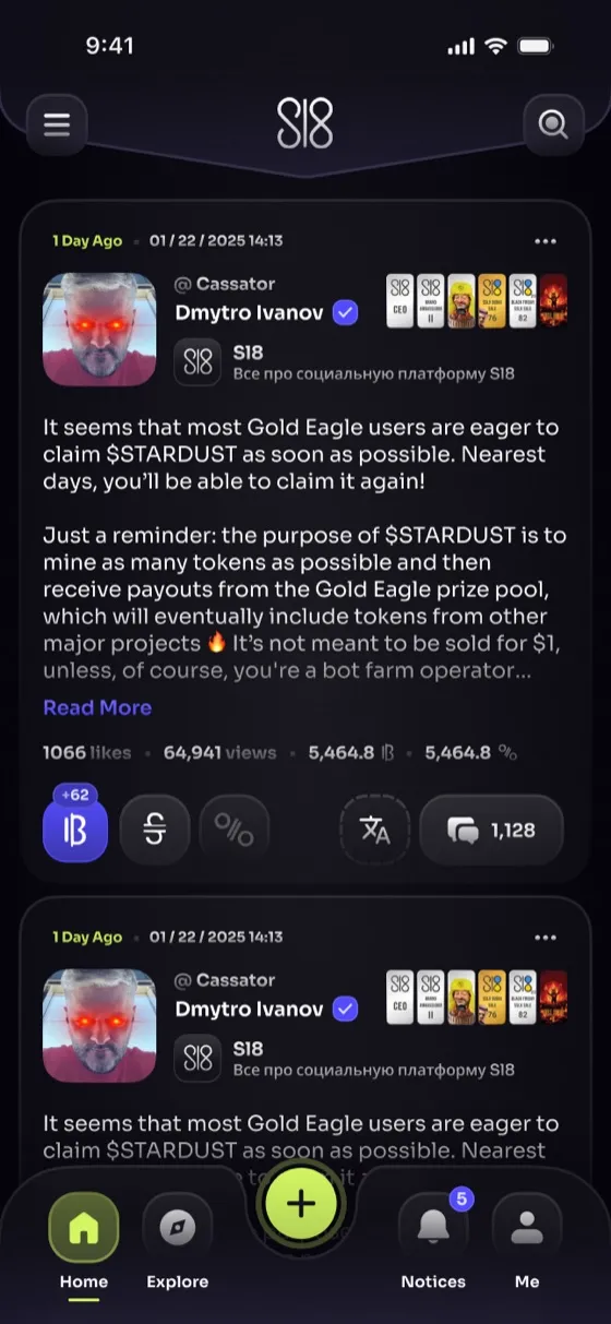 Feed, with crypto baked into every post